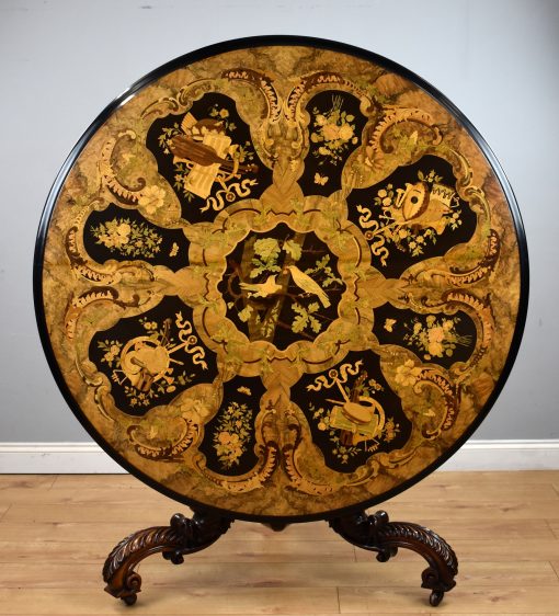 661 A Victorian Burr Walnut and Marquetry Breakfast Table ESNX