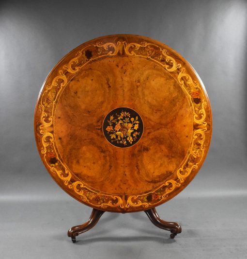 857 A Victorian Walnut and Marquetry Circular Breakfast Table HXX