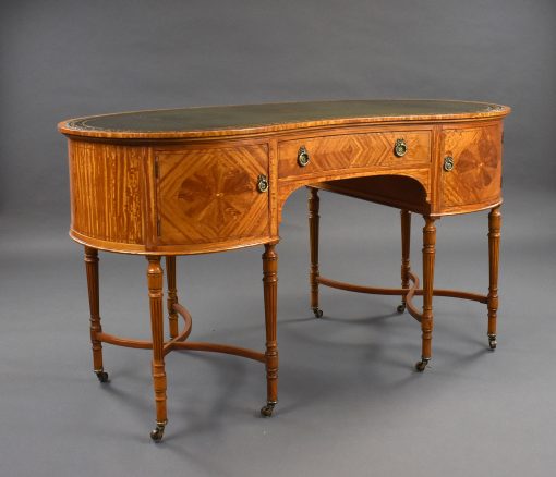 872 A Edwardian Kidney Shaped Satinwood Writing Table SNX