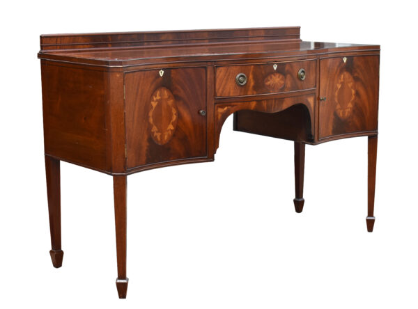 19th Century Mahogany Inlaid Serpentine Sideboard