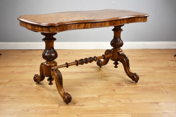 Victorian Burr Walnut Stretcher Table