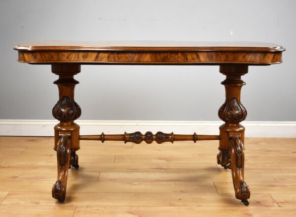 Victorian Burr Walnut Stretcher Table - Image 3