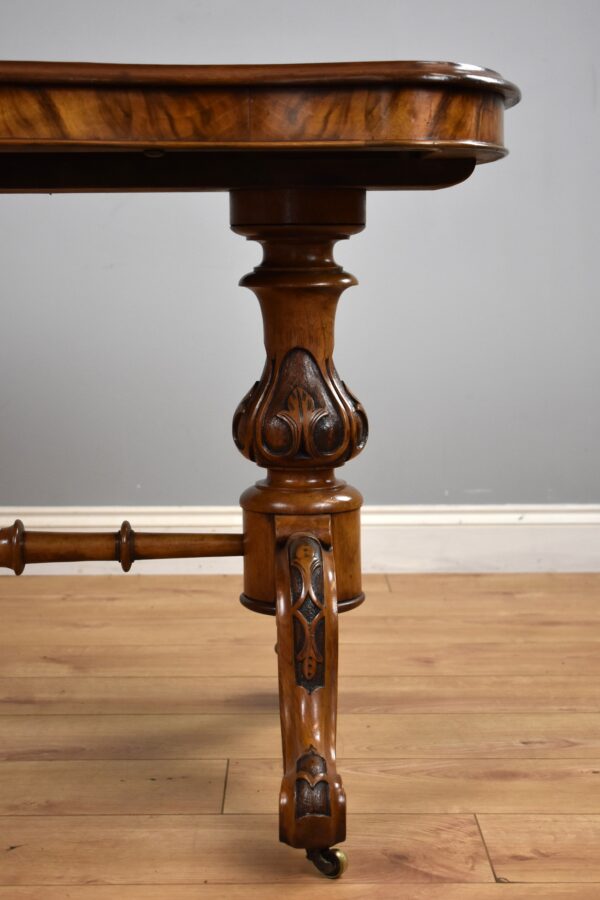 Victorian Burr Walnut Stretcher Table - Image 6