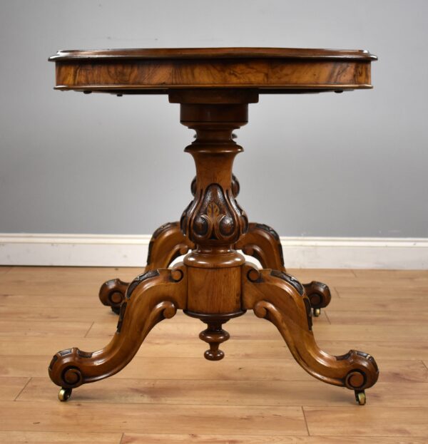 Victorian Burr Walnut Stretcher Table - Image 7