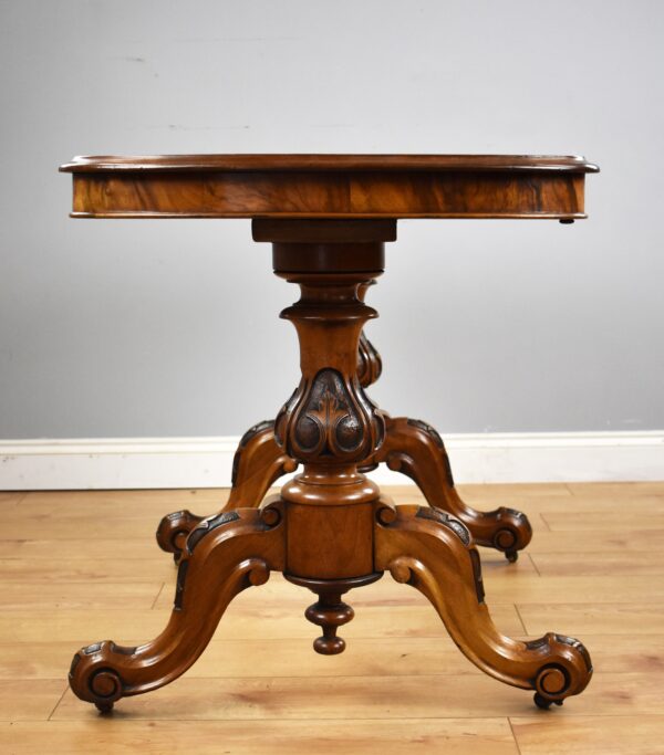 Victorian Burr Walnut Stretcher Table - Image 8