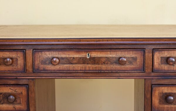 Victorian Burr Walnut Pedestal Desk - Image 4