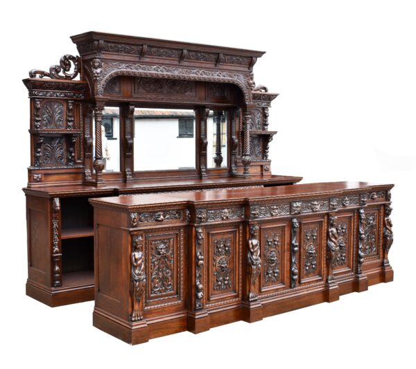 Victorian Carved Oak Front and Back Bar