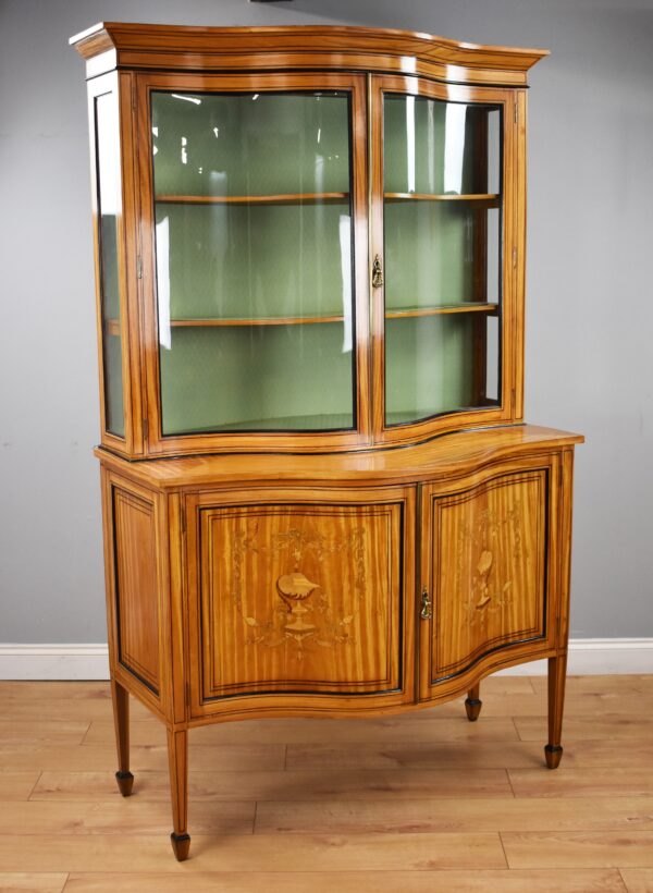 Victorian Satinwood Serpentine Display Cabinet