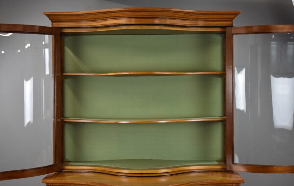 Victorian Satinwood Serpentine Display Cabinet - Image 4