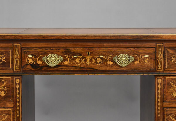 Victorian Rosewood & Marquetry Desk - Image 3