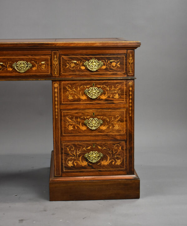 Victorian Rosewood & Marquetry Desk - Image 4