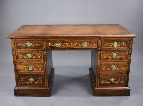 Victorian Rosewood & Marquetry Desk - Image 7