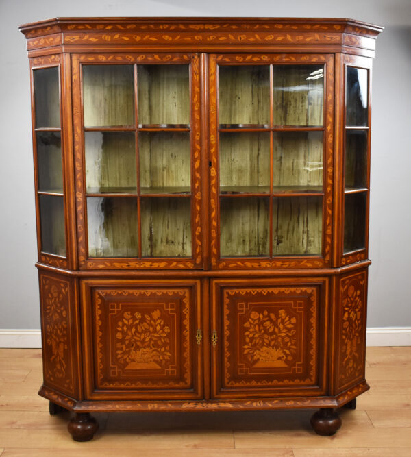 19th Century Dutch Marquetry Display Cabinet