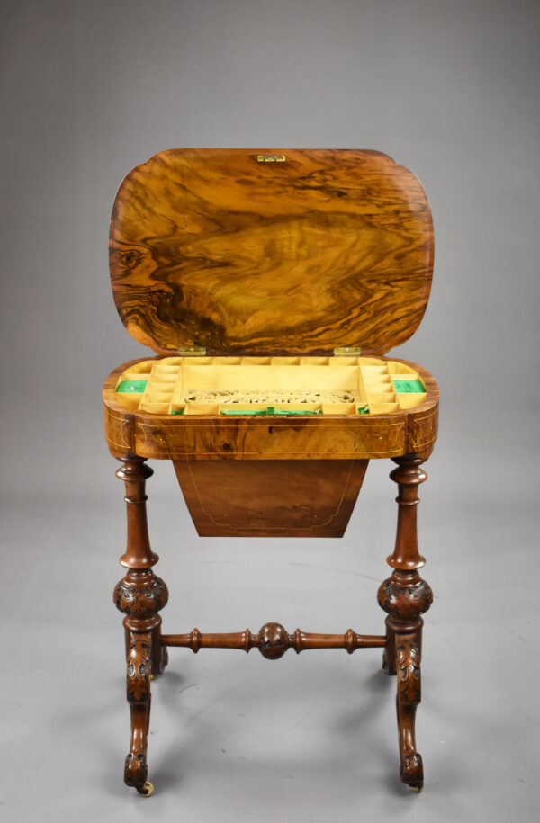 Victorian Burr Walnut Work Table - Image 4