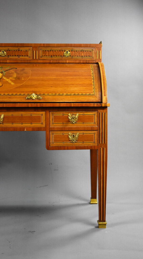 Edwardian Mahogany Inlaid Cylinder Bureau - Image 3