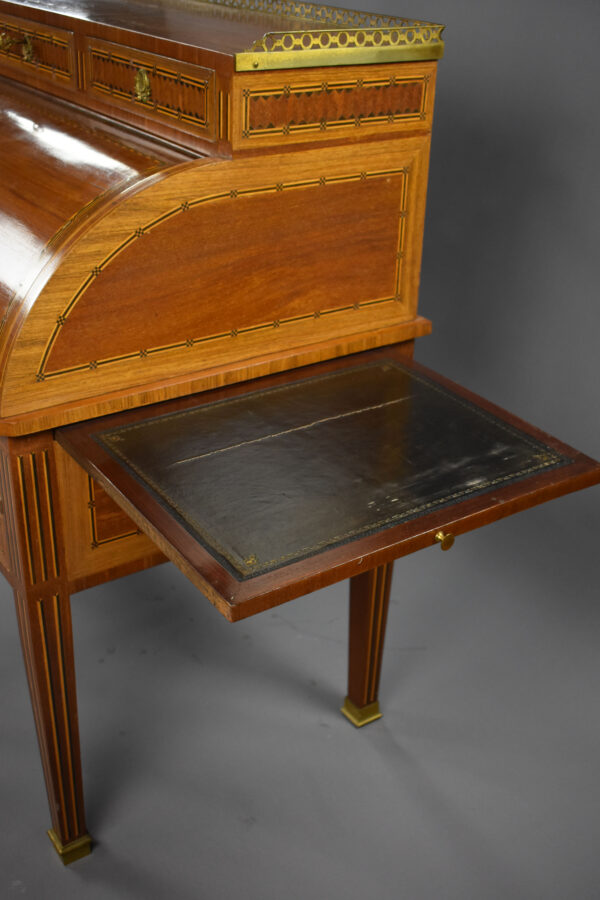 Edwardian Mahogany Inlaid Cylinder Bureau - Image 6