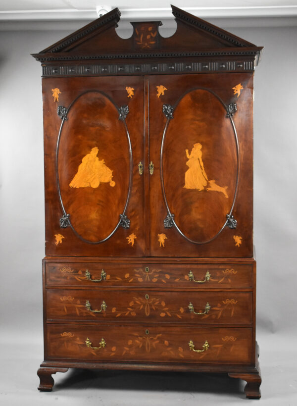 George III Mahogany Inlaid Linen Press