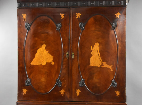 George III Mahogany Inlaid Linen Press - Image 3