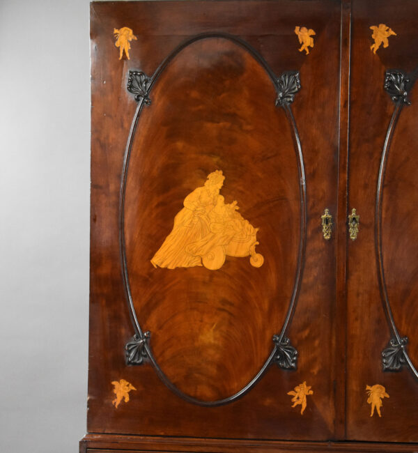 George III Mahogany Inlaid Linen Press - Image 4