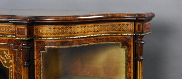 Victorian Burr Walnut & Marquetry Credenza by Gillows - Image 4