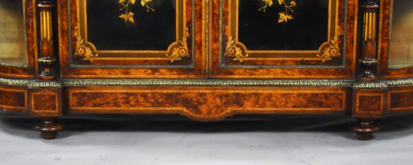 Victorian Burr Walnut & Marquetry Credenza by Gillows - Image 7