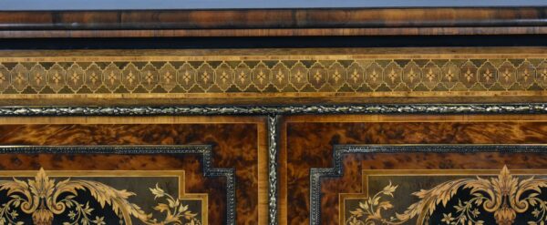 Victorian Burr Walnut & Marquetry Credenza by Gillows - Image 11