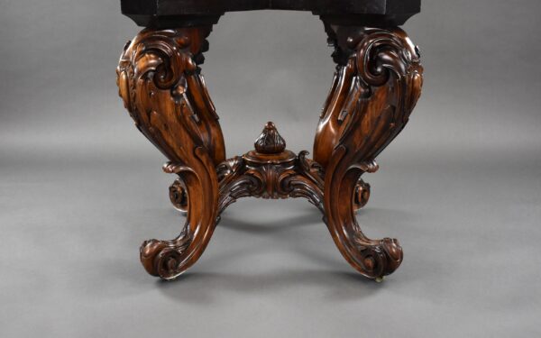 Victorian Burr Walnut & Marquetry Centre Table - Image 5