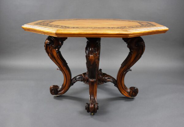 Victorian Burr Walnut & Marquetry Centre Table