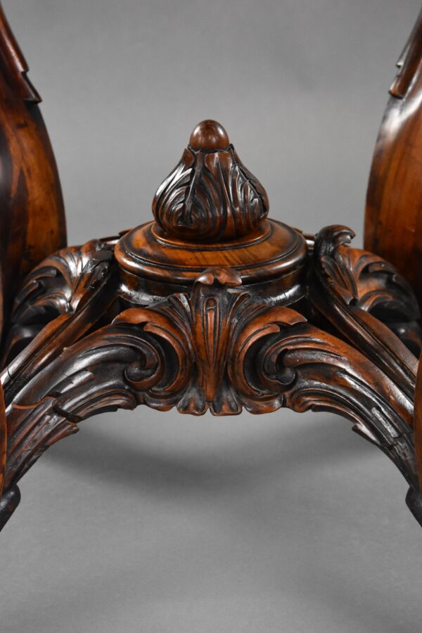 Victorian Burr Walnut & Marquetry Centre Table - Image 9