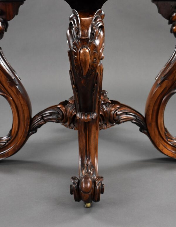 Victorian Burr Walnut & Marquetry Centre Table - Image 8