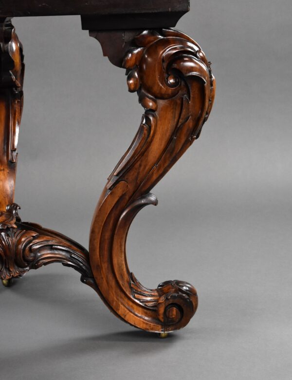 Victorian Burr Walnut & Marquetry Centre Table - Image 7