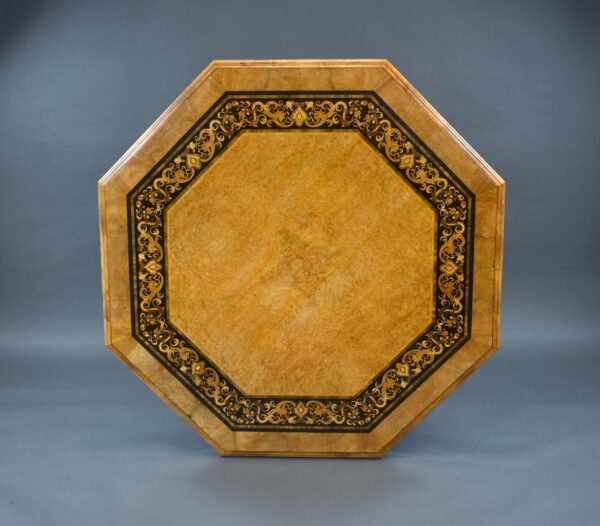 Victorian Burr Walnut & Marquetry Centre Table - Image 3