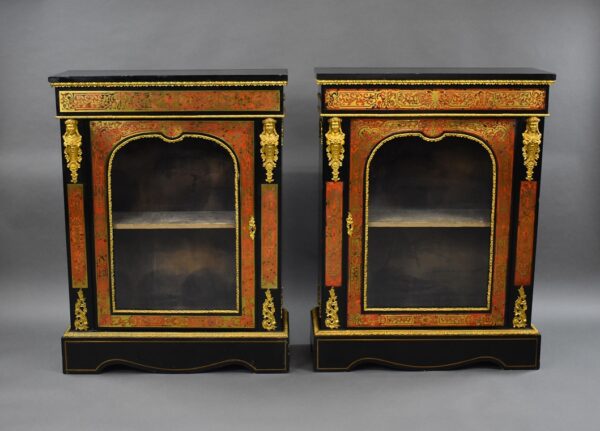 Pair of 19th Century French Boulle Pier Cabinets - Image 2