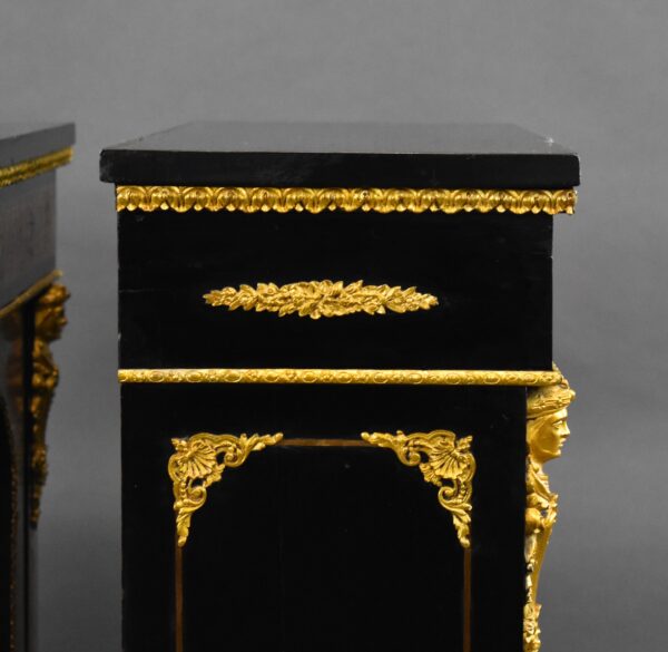 Pair of 19th Century French Boulle Pier Cabinets - Image 10