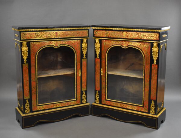 Pair of 19th Century French Boulle Pier Cabinets