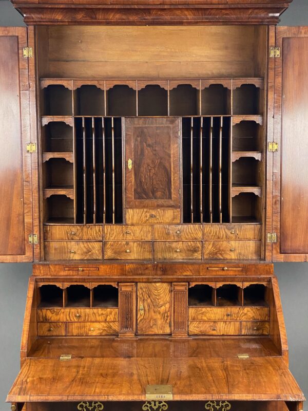 George II Walnut Bureau Bookcase - Image 3