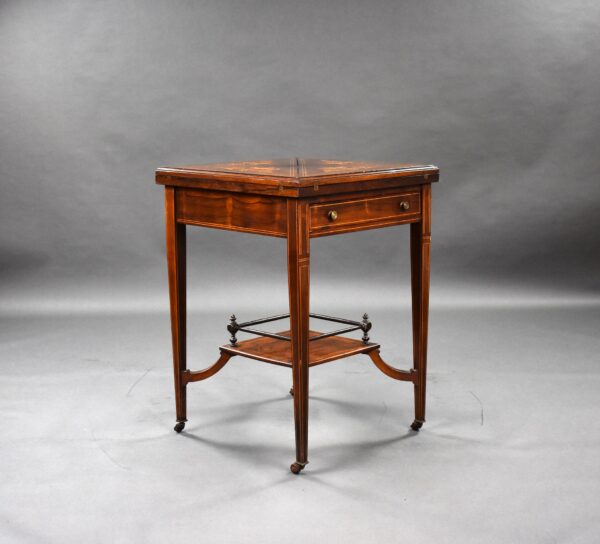 Victorian Rosewood Inlaid Envelope Table