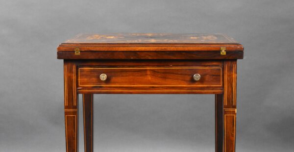 Victorian Rosewood Inlaid Envelope Table - Image 3