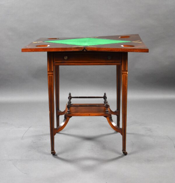 Victorian Rosewood Inlaid Envelope Table - Image 9