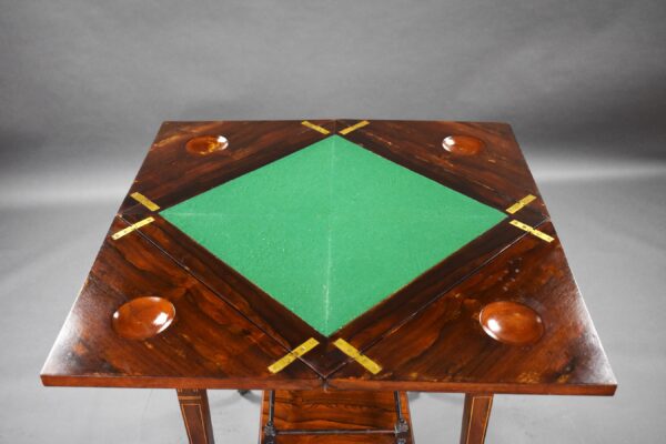 Victorian Rosewood Inlaid Envelope Table - Image 8