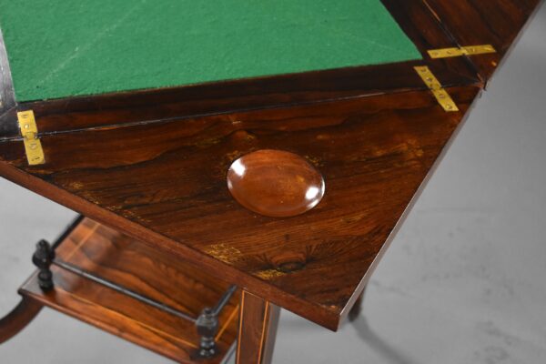 Victorian Rosewood Inlaid Envelope Table - Image 7