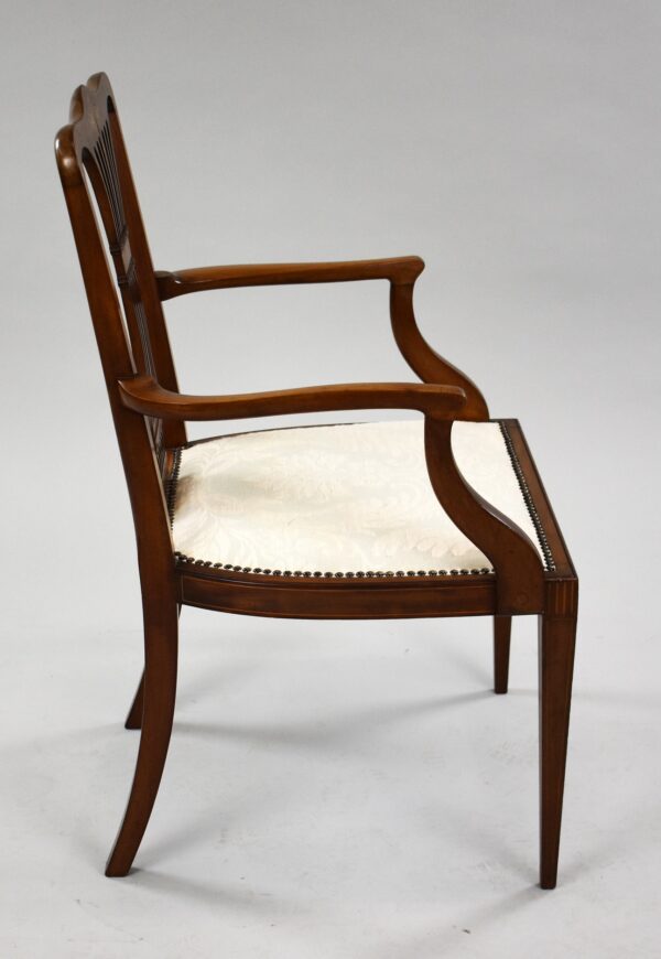 Edwardian Mahogany Inlaid Open Armchair - Image 3