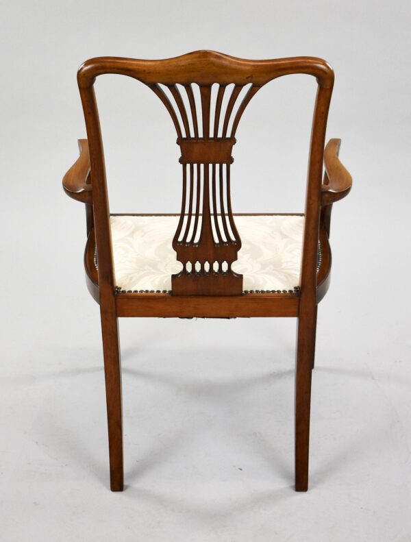 Edwardian Mahogany Inlaid Open Armchair - Image 4