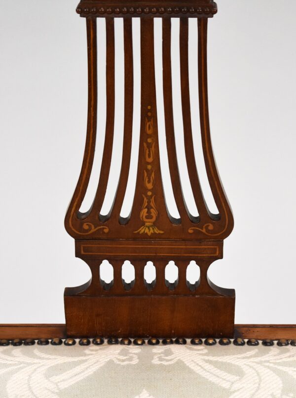 Edwardian Mahogany Inlaid Open Armchair - Image 7