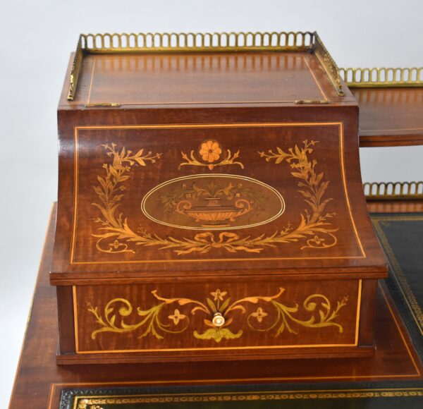 Victorian Mahogany Inlaid Carlton House Desk - Image 2