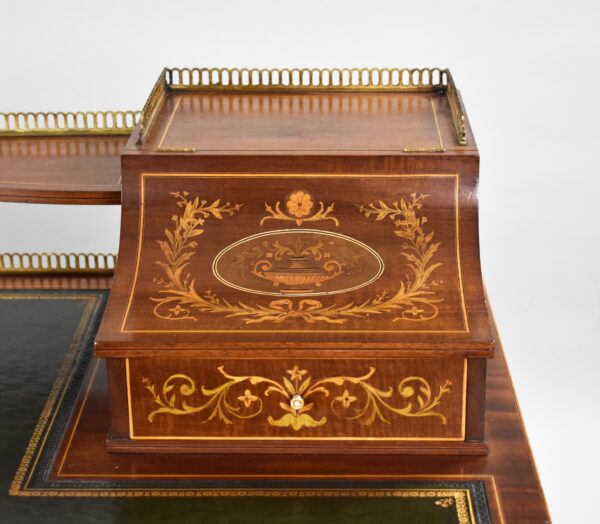 Victorian Mahogany Inlaid Carlton House Desk - Image 7