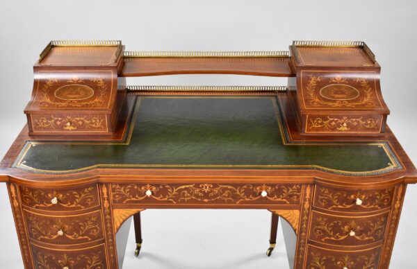 Victorian Mahogany Inlaid Carlton House Desk - Image 5