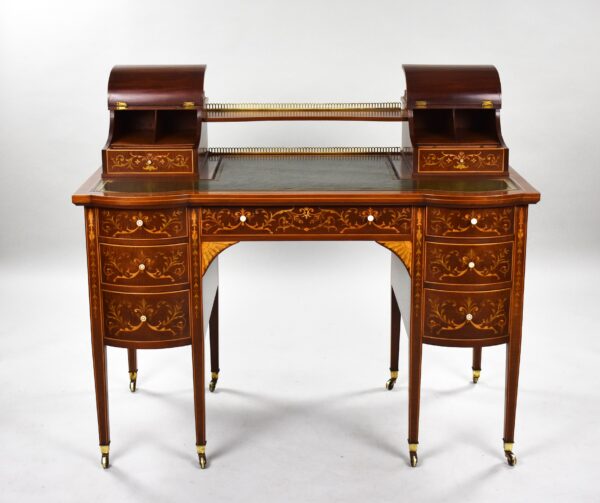 Victorian Mahogany Inlaid Carlton House Desk - Image 8