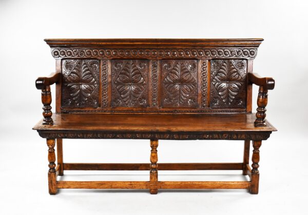 Antique Carved Oak Bench