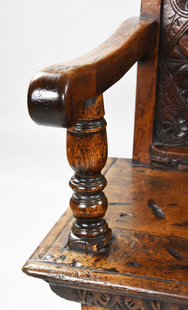 Antique Carved Oak Bench - Image 6